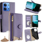 For Xiaomi Redmi 15C 4G (Global) (171mm) / Poco C85 4G (171mm) Leather Case Wallet Stand Cover Irregular Tail Style with Chain Strap