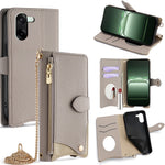 For OnePlus Nord CE5 5G / Ace 5 Racing 5G Leather Case Wallet Stand Cover Irregular Tail Style with Chain Strap