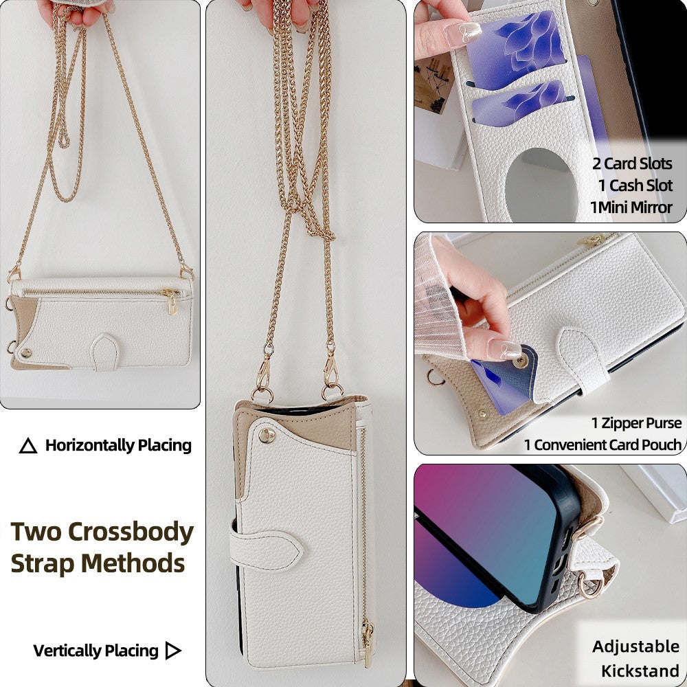 For Huawei Pura 80 Leather Case Wallet Stand Cover Irregular Tail Style with Chain Strap