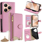 For Huawei Pura 80 Leather Case Wallet Stand Cover Irregular Tail Style with Chain Strap