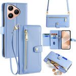 For Huawei Pura 80 Leather Case Zipper Pocket Wallet Phone Cover with 2 Straps