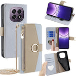 For Oppo F29 5G Case Mirror Wallet Leather Phone Cover with Chain Shoulder Strap