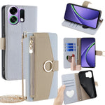 For Oppo K13 Turbo Pro 5G Case Mirror Wallet Leather Phone Cover with Chain Shoulder Strap