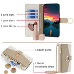 For Huawei Pura 80 Case Mirror Wallet Leather Phone Cover with Chain Shoulder Strap