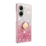 KADEM For Xiaomi Poco X7 Pro 5G  /  Redmi Turbo 4 5G Case Ring Kickstand TPU Flowers Phone Cover Gradient Glitter