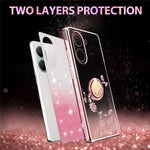 KADEM For Xiaomi Poco X7 Pro 5G  /  Redmi Turbo 4 5G Case Ring Kickstand TPU Flowers Phone Cover Gradient Glitter