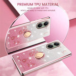 KADEM For Xiaomi Poco X7 Pro 5G  /  Redmi Turbo 4 5G Case Ring Kickstand TPU Flowers Phone Cover Gradient Glitter