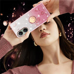 KADEM For Xiaomi Poco X7 Pro 5G  /  Redmi Turbo 4 5G Case Ring Kickstand TPU Flowers Phone Cover Gradient Glitter