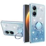 KADEM For Xiaomi Poco X7 Pro 5G  /  Redmi Turbo 4 5G Case Ring Kickstand TPU Flowers Phone Cover Gradient Glitter