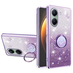 KADEM For Xiaomi Poco X7 Pro 5G  /  Redmi Turbo 4 5G Case Ring Kickstand TPU Flowers Phone Cover Gradient Glitter