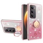 KADEM For Xiaomi Redmi 15 4G (EU) (171mm) Case Ring Kickstand TPU Flowers Phone Cover Gradient Glitter