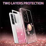 KADEM For Xiaomi Redmi 15 4G (EU) (171mm) Case Ring Kickstand TPU Flowers Phone Cover Gradient Glitter