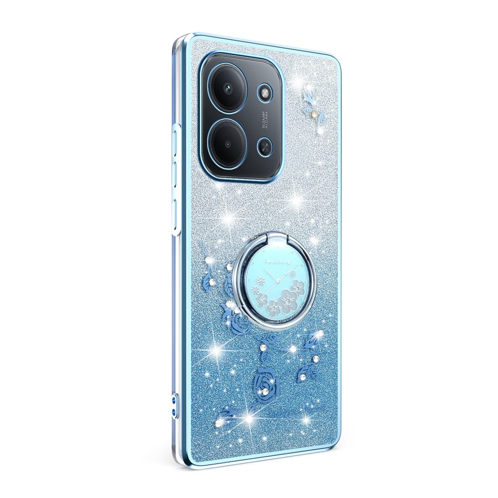 KADEM For Xiaomi Redmi 15C 4G (Global) (171mm) Case Ring Kickstand TPU Flowers Phone Cover Gradient Glitter