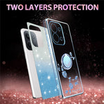 KADEM For Xiaomi Redmi 15C 4G (Global) (171mm) Case Ring Kickstand TPU Flowers Phone Cover Gradient Glitter