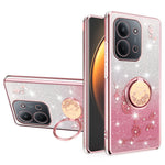 KADEM For Xiaomi Redmi 15C 4G (Global) (171mm) Case Ring Kickstand TPU Flowers Phone Cover Gradient Glitter