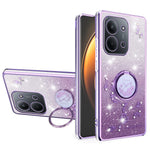 KADEM For Xiaomi Redmi 15C 4G (Global) (171mm) Case Ring Kickstand TPU Flowers Phone Cover Gradient Glitter