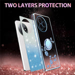 KADEM For Xiaomi Redmi K80 Ultra 5G Case Ring Kickstand TPU Flowers Phone Cover Gradient Glitter