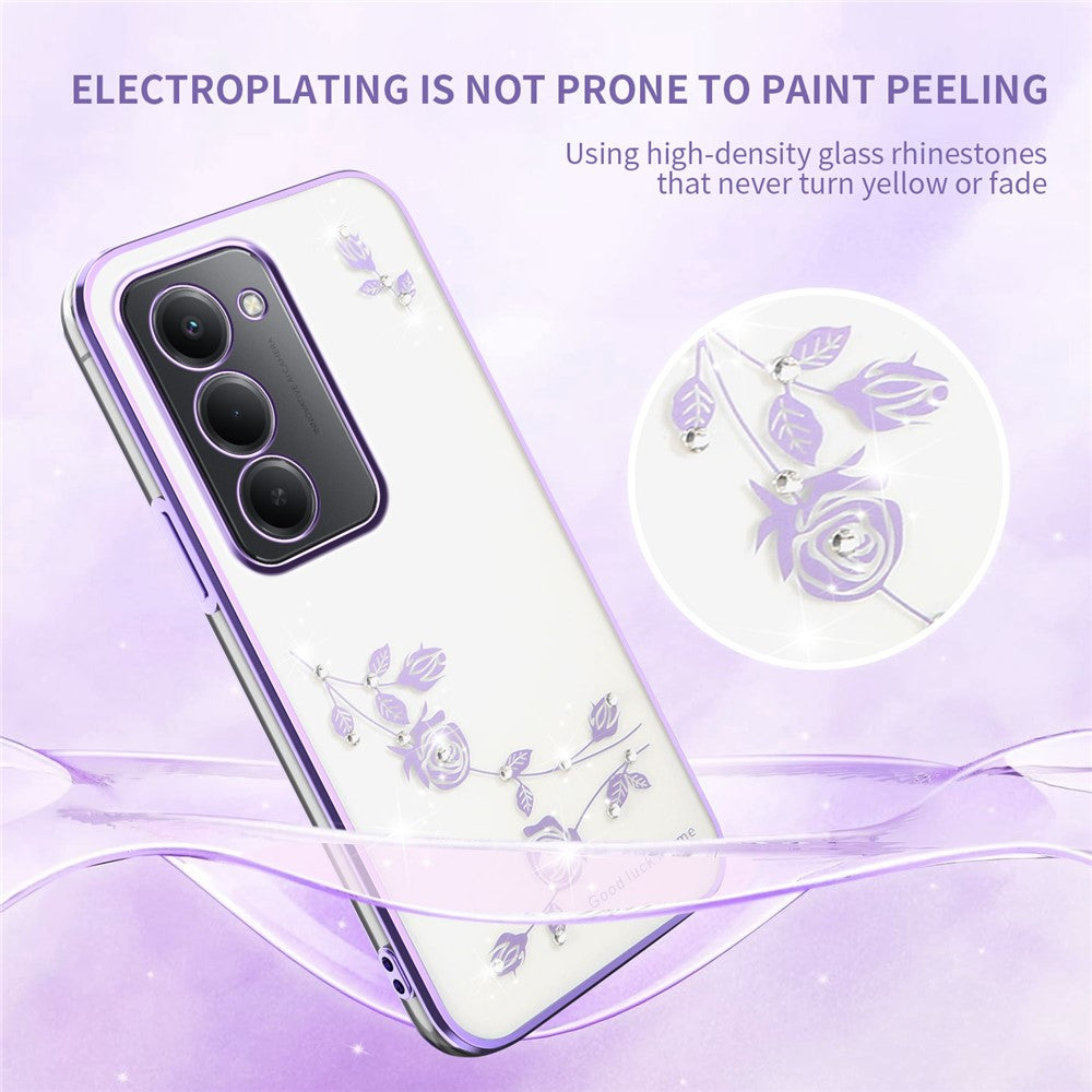 KADEM För Xiaomi Redmi 15 4G (EU) (171mm) Skal Blomma Strass Dekor TPU mobilskal