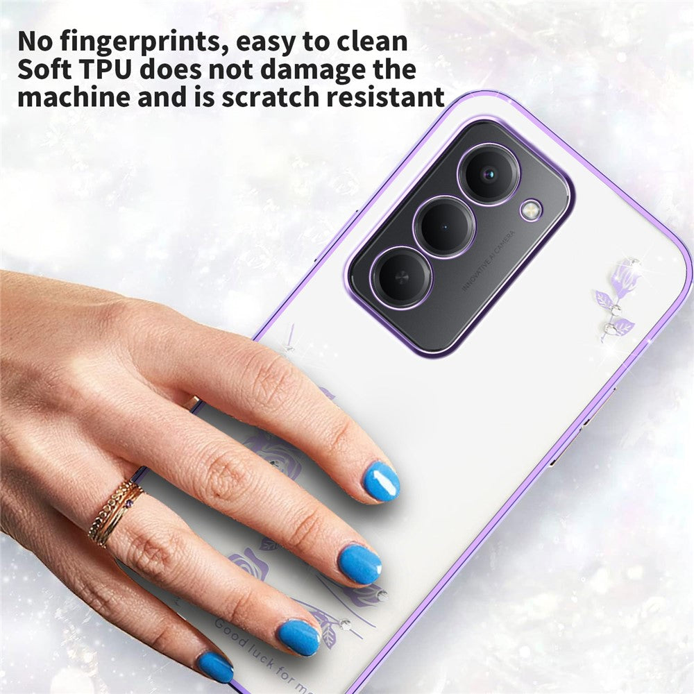 KADEM För Xiaomi Redmi 15 4G (EU) (171mm) Skal Blomma Strass Dekor TPU mobilskal