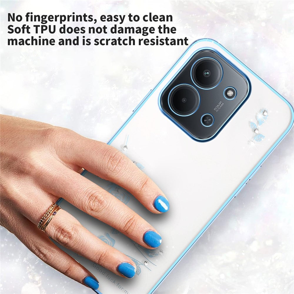 KADEM For Xiaomi Redmi 15C 4G (EU) (173mm) Case Flower Rhinestone Decor TPU Phone Cover
