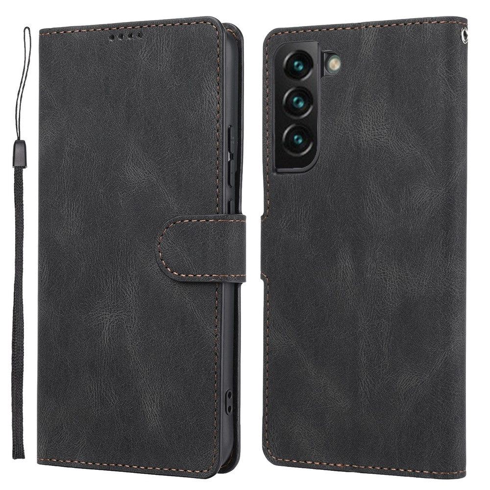 Anti-drop Magnetic Closure Phone Cover For Samsung Galaxy S23+, PU Leather Flip Phone Case Stand Wallet with Strap
