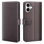 AMORUS For iPhone 17 Stand Cases Calf Texture Genuine Split Leather Wallet Phone Cover