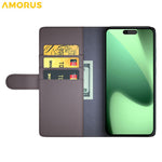 AMORUS iPhone 18 Pro Max / 17 Pro Max Läderfodral med Ställ - Brun
