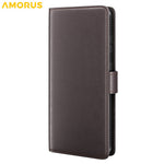 AMORUS iPhone 18 Pro Max / 17 Pro Max Läderfodral med Ställ - Brun