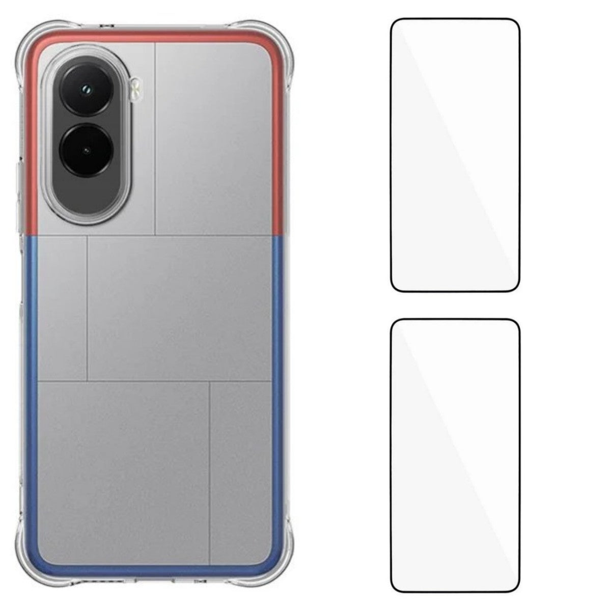WANLONFENG For Xiaomi Poco M7 Plus 5G / M7 4G (169mm) TPU Case  WL2 Series 2.0mm Phone Cover with 2Pcs Tempered Glass Films