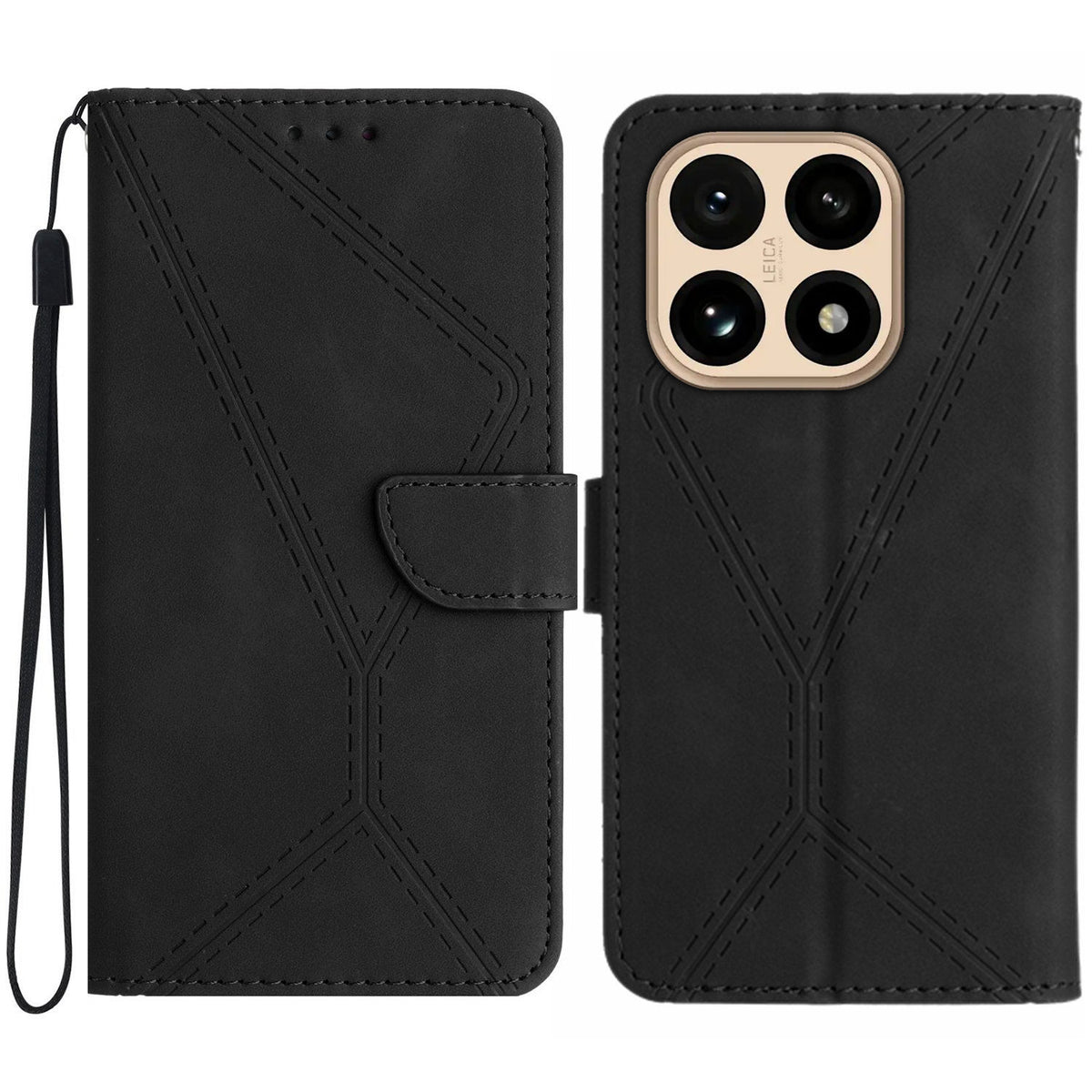 For Xiaomi 15T Case Skin Touch Lines Imprinted PU Leather Flip Phone Cover