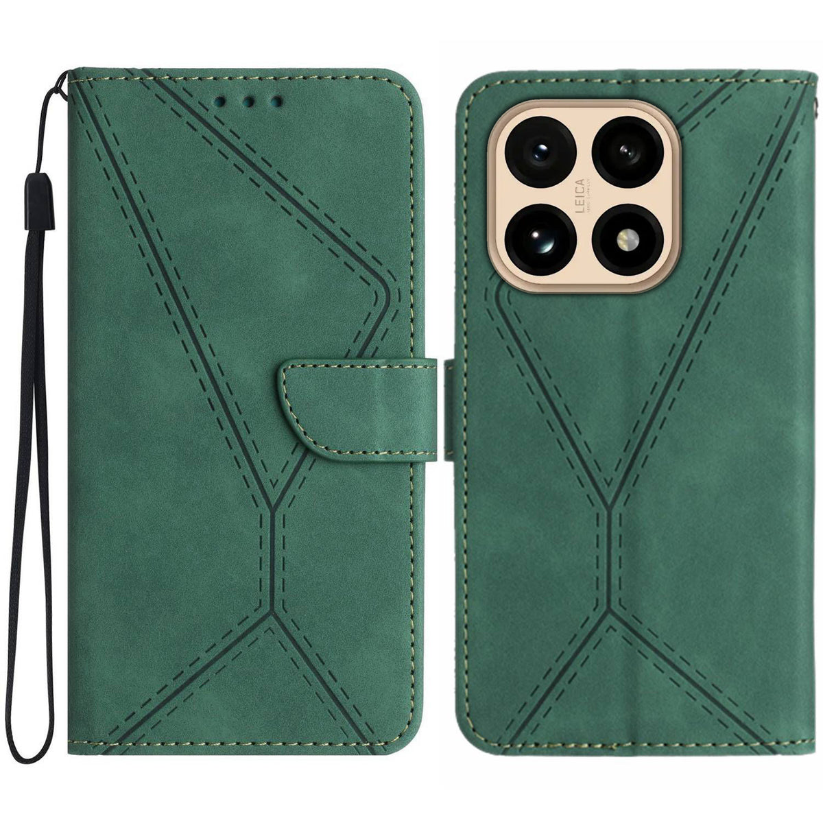 For Xiaomi 15T Case Skin Touch Lines Imprinted PU Leather Flip Phone Cover