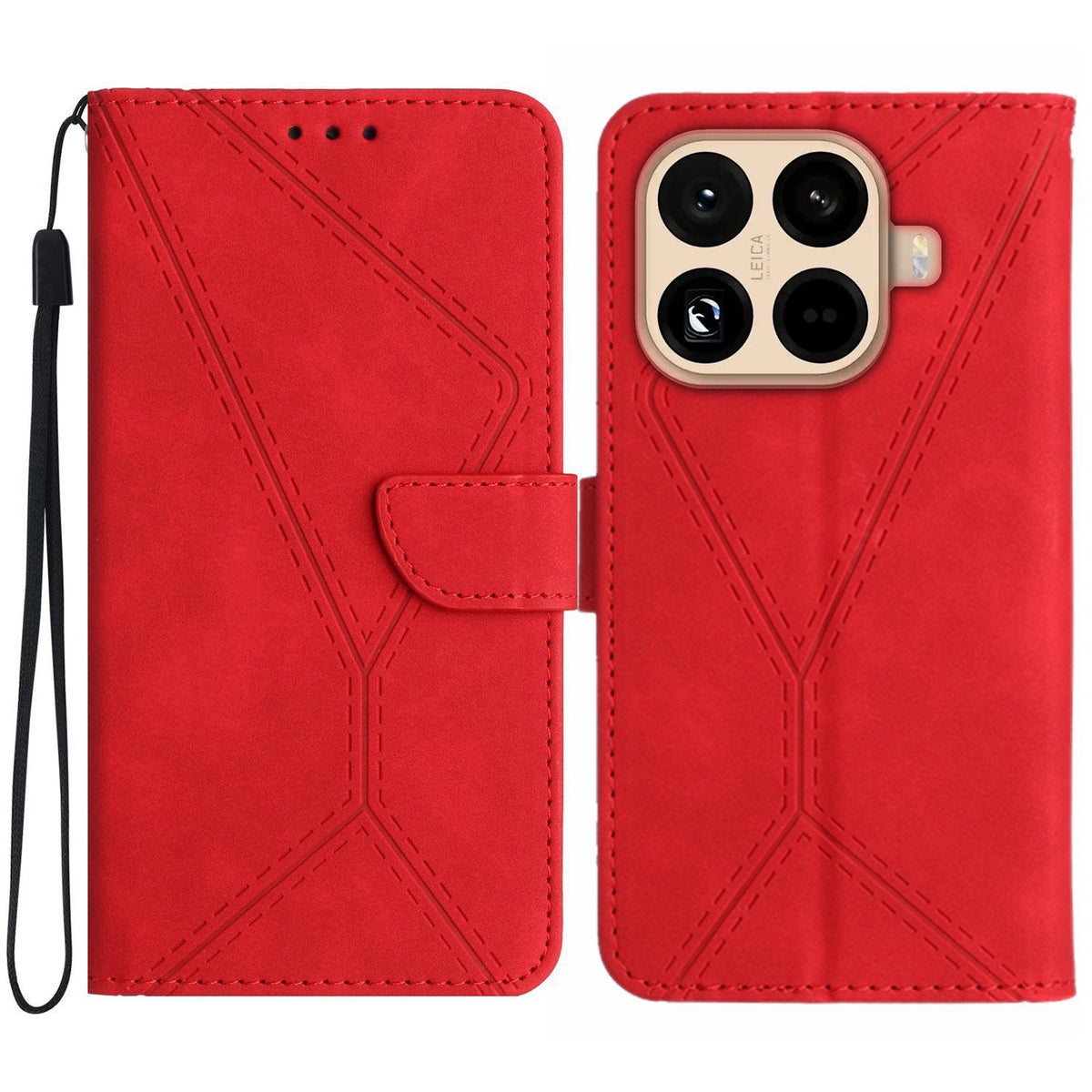 For Xiaomi 15T Pro Case Skin Touch Lines Imprinted PU Leather Flip Phone Cover