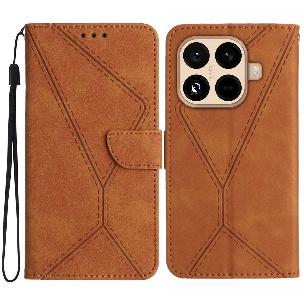 For Xiaomi 15T Pro Case Skin Touch Lines Imprinted PU Leather Flip Phone Cover