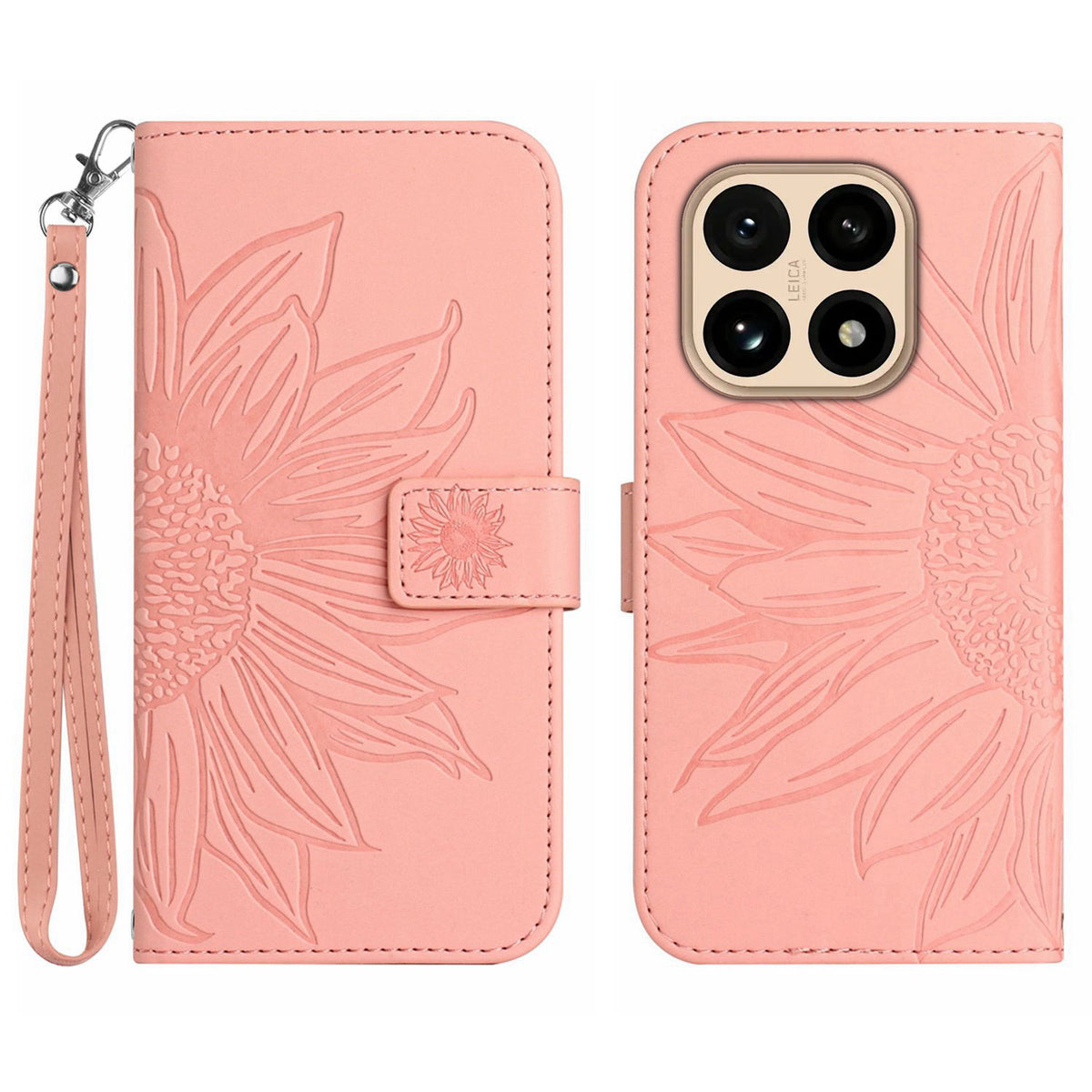 For Xiaomi 15T Case Sunflower Imprint Leather Wallet Phone Cover with Wrist Strap