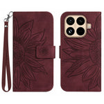 For Xiaomi 15T Pro Case Sunflower Imprint Leather Wallet Phone Cover with Wrist Strap