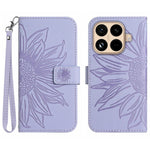 For Xiaomi 15T Pro Case Sunflower Imprint Leather Wallet Phone Cover with Wrist Strap