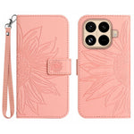 For Xiaomi 15T Pro Case Sunflower Imprint Leather Wallet Phone Cover with Wrist Strap