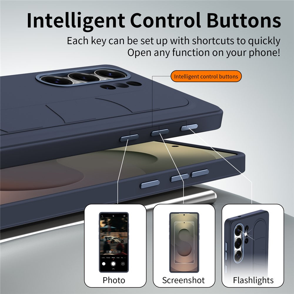 For Samsung Galaxy S24 Ultra Case Customizable Smart Key Control Wristband Kickstand PC + Silicone Phone Cover