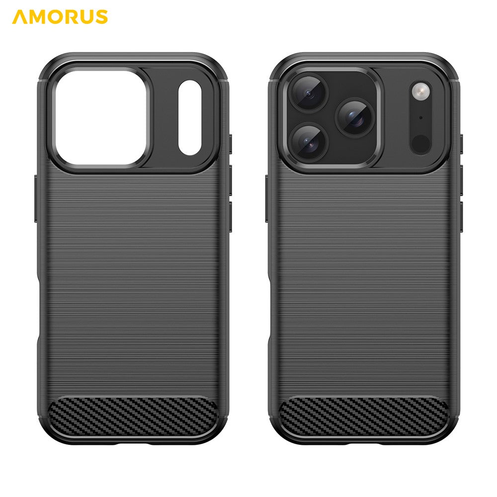 AMORUS For iPhone 17 Pro Case Carbon Fiber Texture Brushed Protective Phone Cover