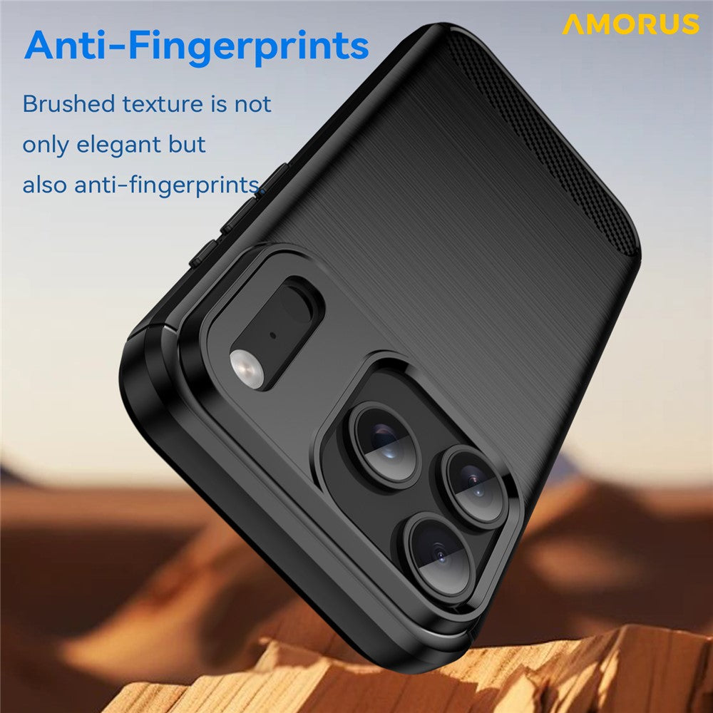 AMORUS For iPhone 17 Pro Case Carbon Fiber Texture Brushed Protective Phone Cover