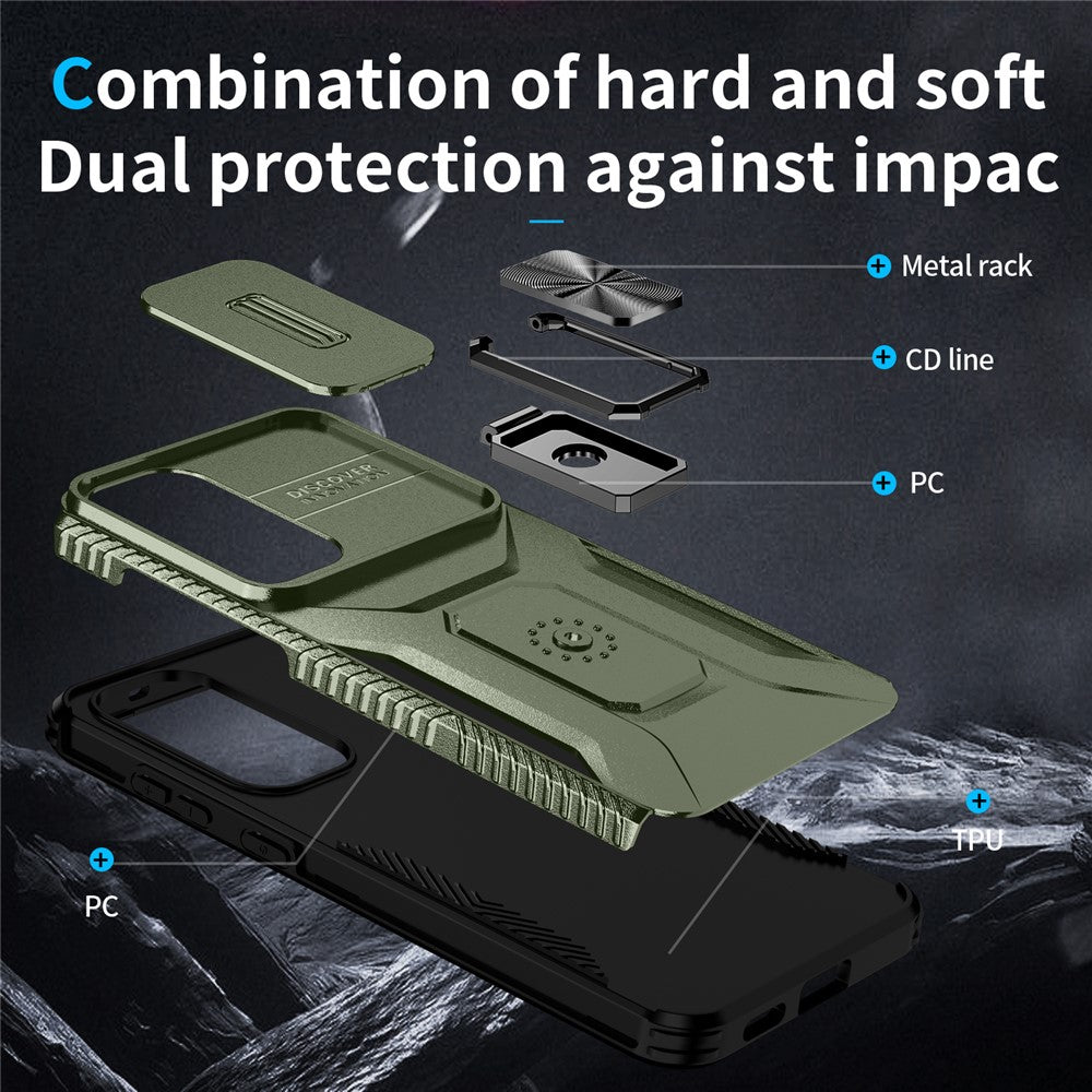 Samsung Galaxy S26 FE / S25 FE-skal med Camshield-støtte, TPU + PC, skridsikkert mobilskal