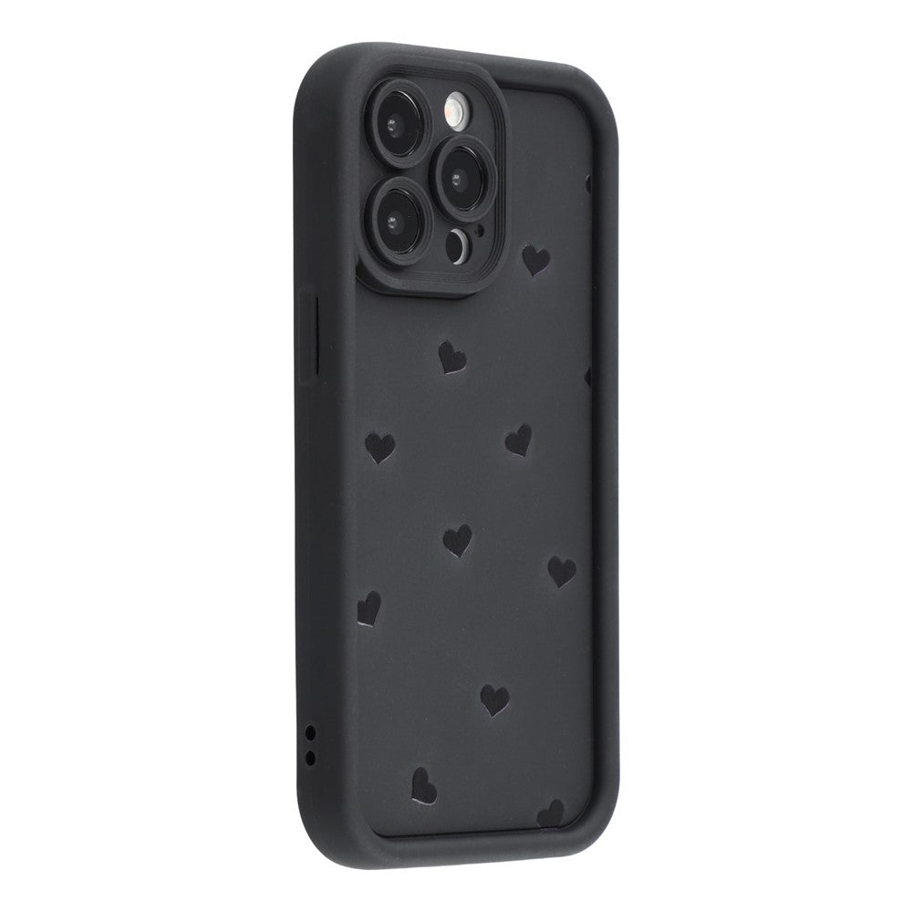 For iPhone 14 Pro Case Heart Pattern TPU Phone Cover with Stepped Edge