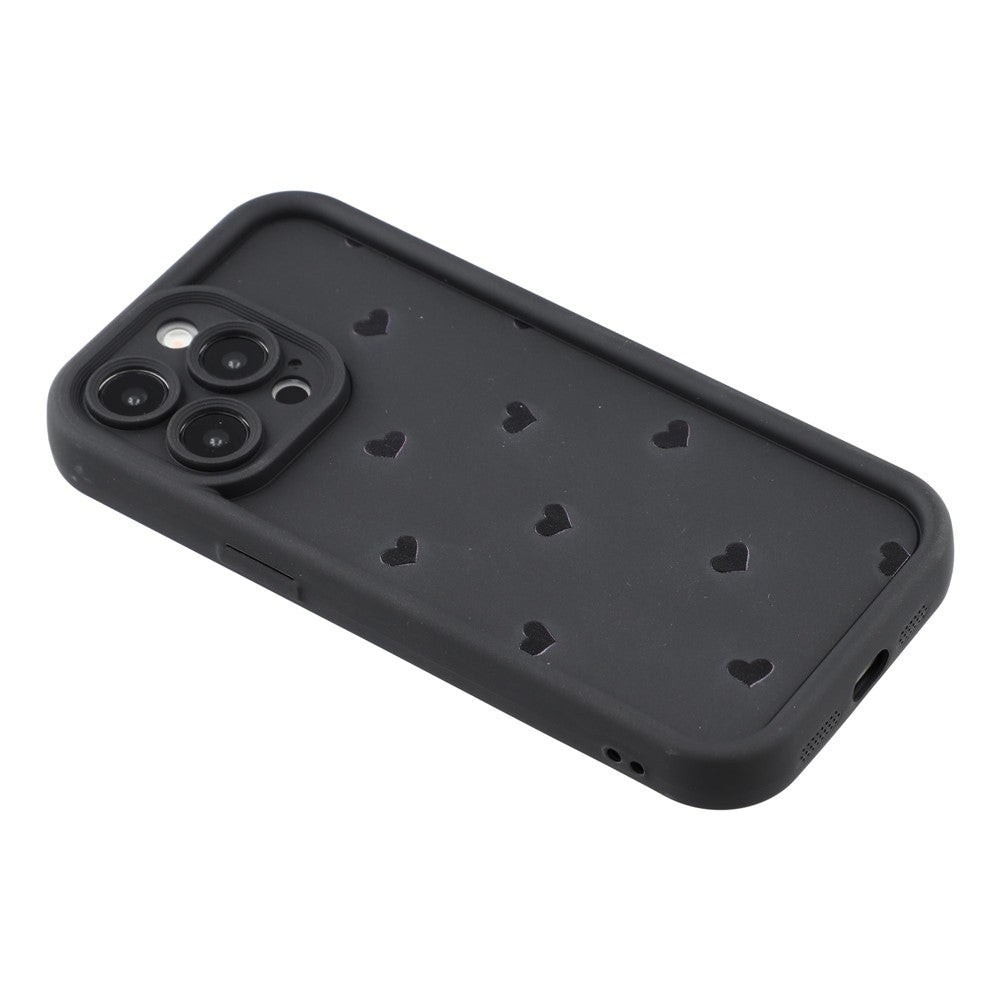 For iPhone 14 Pro Case Heart Pattern TPU Phone Cover with Stepped Edge