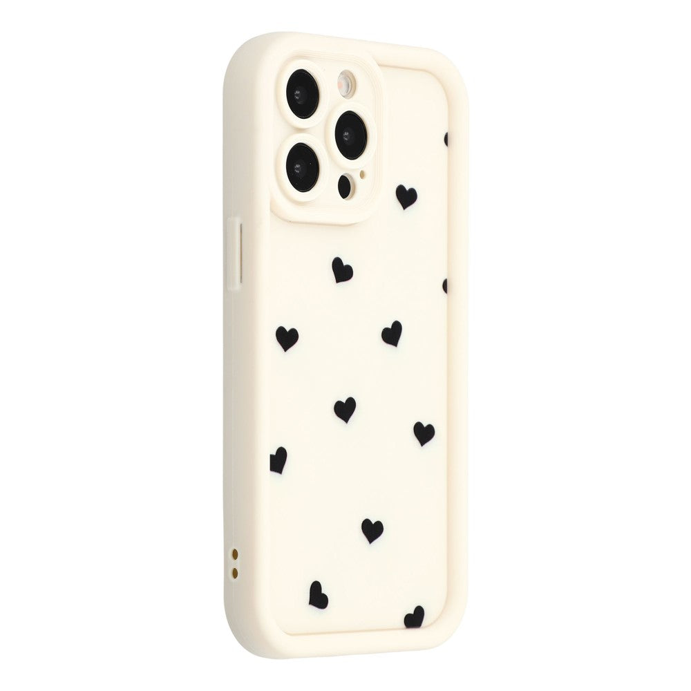 For iPhone 14 Pro Case Heart Pattern TPU Phone Cover with Stepped Edge