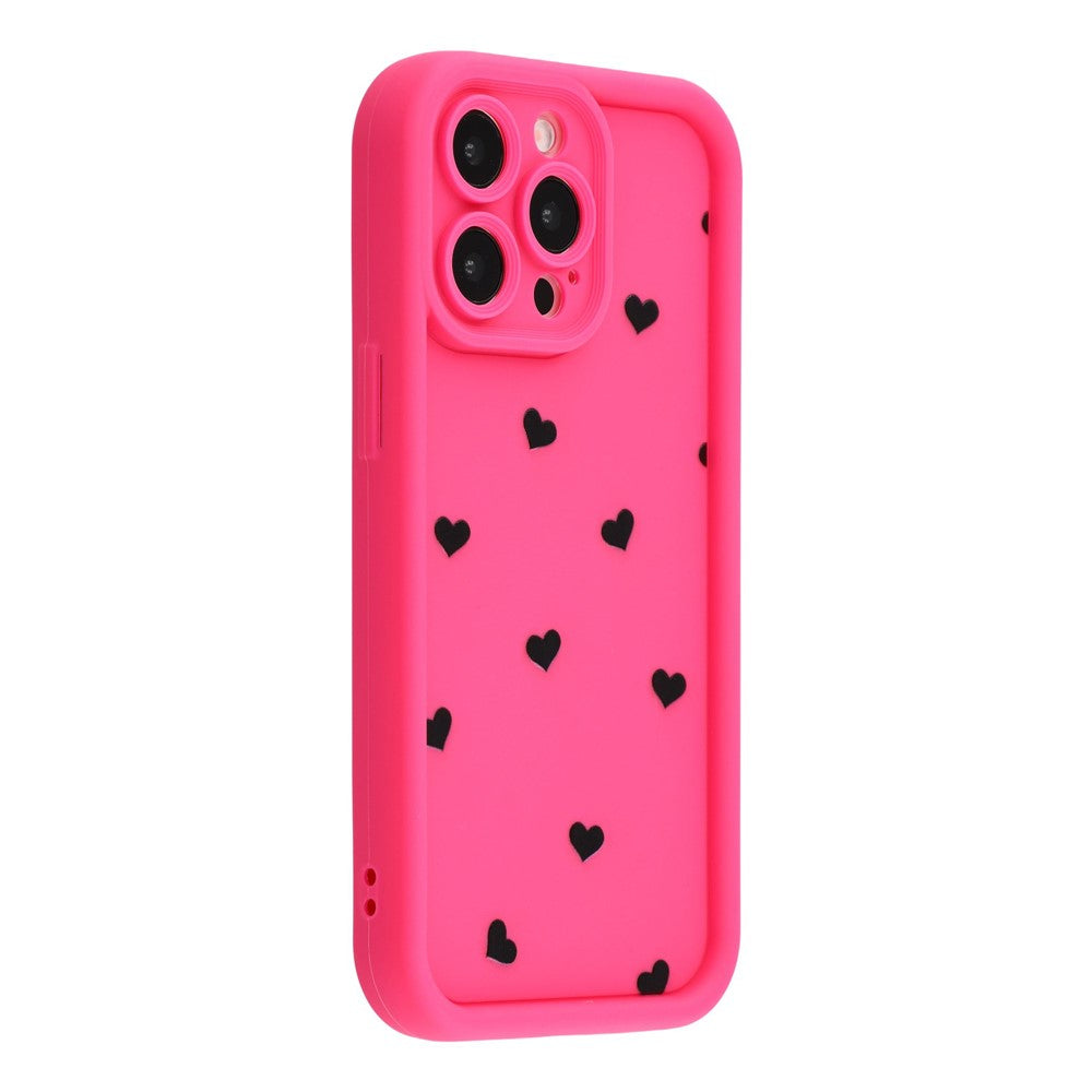 For iPhone 13 Pro Case Heart Pattern TPU Phone Cover with Stepped Edge