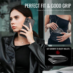 JEEHOOD J09 Aftageligt cover til iPhone 17 med kortholder, RFID-blokerende læderbagcover kompatibel med MagSafe