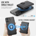 JEEHOOD J09 Aftageligt cover til iPhone 17 med kortholder, RFID-blokerende læderbagcover kompatibel med MagSafe