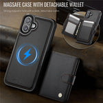 JEEHOOD J09 Aftageligt cover til iPhone 17 med kortholder, RFID-blokerende læderbagcover kompatibel med MagSafe