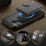 JEEHOOD J09 Aftageligt cover til iPhone 17 med kortholder, RFID-blokerende læderbagcover kompatibel med MagSafe