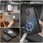 JEEHOOD J09 Aftageligt cover til iPhone 17 med kortholder, RFID-blokerende læderbagcover kompatibel med MagSafe